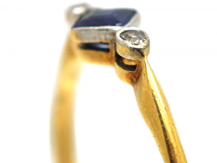Art Deco 18ct Gold & Platinum, Sapphire & Diamond Ring