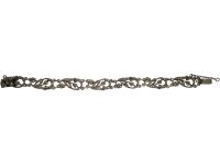 Art Deco Silver & Marcasite Floral Design Bracelet