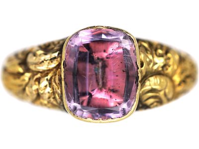 Georgian 18ct Gold & Foiled Amethyst Ring