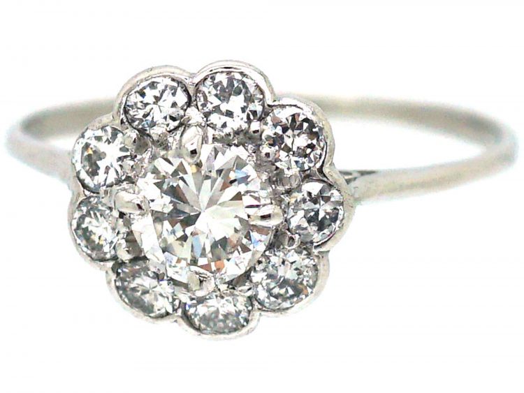 Edwardian Platinum, Diamond Daisy Cluster Ring