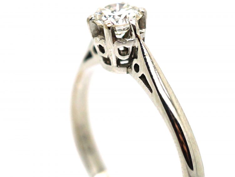 Art Deco 18ct White Gold Diamond Solitaire Ring