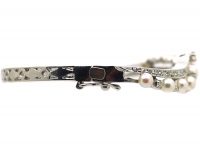 14ct White Gold Diamond & Pearl Crossover Bangle
