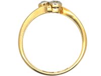 Edwardian 18ct Gold Two Stone Diamond Crossover Ring