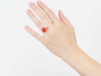 Art Deco 18ct White Gold & Fire Opal Ring