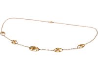 French Belle Epoque 18ct Gold Necklace with Four Leaf Clovers
