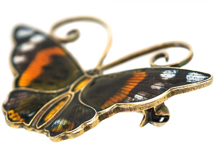 Silver & Enamel Butterfly Brooch by David Andersen