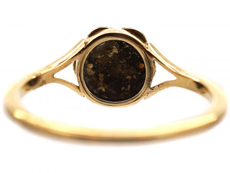 Victorian 18ct Gold Flower Cluster Ring set with an Emerald & Natural Split Pearls