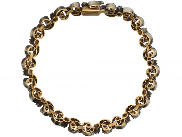 19th Century French 18ct Gold & Silver, Diamond Bracelet