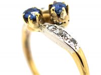 Art Nouveau 18ct Gold & Platinum, Sapphire & Diamond Ring