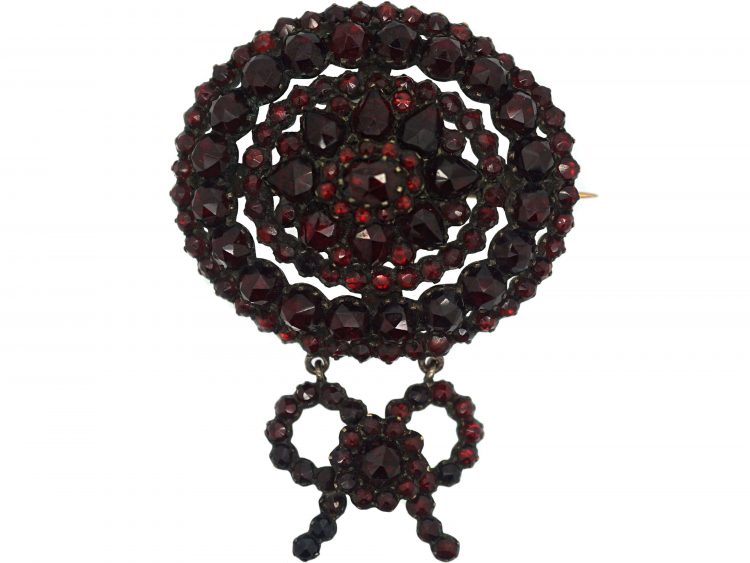 19th Century Bohemian Garnet Bow Brooch