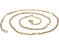 Edwardian 15ct Gold & Natural Pearl Chain with 9ct Gold Spring Clasp