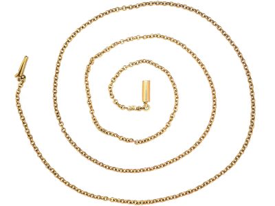 Edwardian 9ct Gold Trace Link Chain with Barrel Clasp