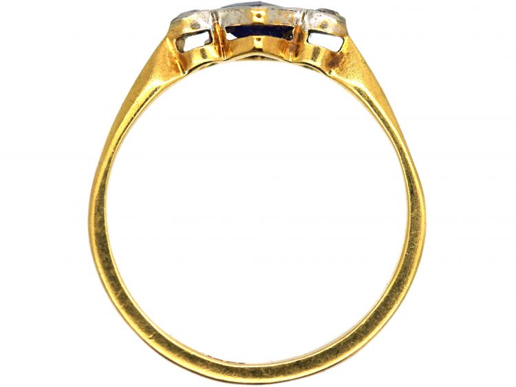 Art Deco 18ct Gold & Platinum, Sapphire & Diamond Ring