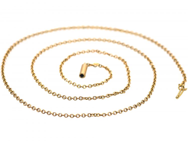 Edwardian 9ct Gold Trace Link Chain with Barrel Clasp