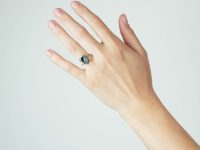 Art Deco 9ct Gold & Silver, Onyx & Paste Ring