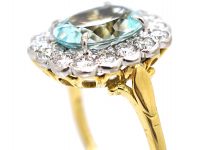 18ct Gold, Aquamarine & Diamond Cluster Ring