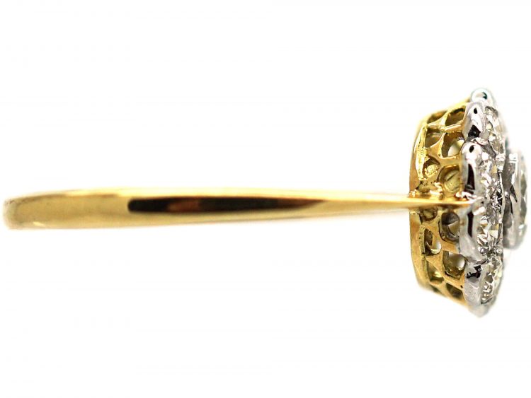 Edwardian 18ct Gold & Platinum, Diamond Daisy Cluster Ring