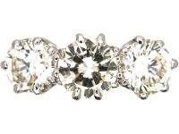 Art Deco 18ct White Gold & Platinum, Large Three Stone Diamond Ring