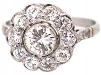 Art Deco Platinum & Diamond Daisy Cluster Ring