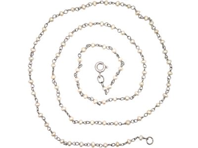 Edwardian Platinum & Natural Pearls Chain