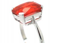 Art Deco 18ct White Gold & Fire Opal Ring