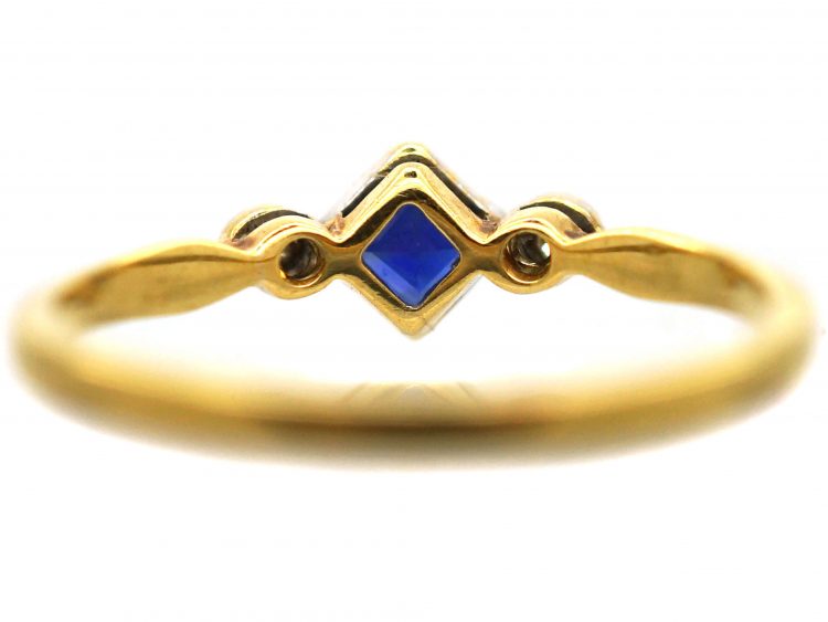 Art Deco 18ct Gold & Platinum, Sapphire & Diamond Ring