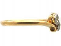 Edwardian 18ct Gold Two Stone Diamond Crossover Ring