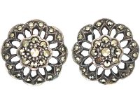 Silver & Marcasite Clip On Earrings