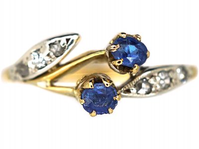 Art Nouveau 18ct Gold & Platinum, Sapphire & Diamond Ring