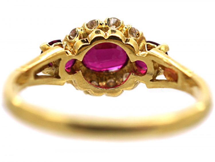 18ct Gold Three Stone Ruby & Diamond Ring by Mappin & Webb