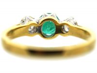18ct Gold Three Stone Emerald & Diamond Ring