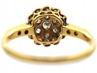 Edwardian 18ct Gold & Platinum, Diamond Cluster Ring with Star Shaped Setting & Diamond shoulders
