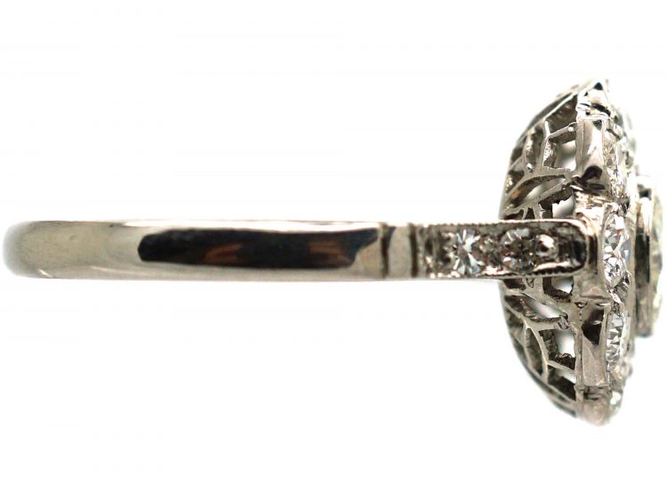 Art Deco Platinum & Diamond Daisy Cluster Ring
