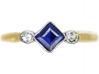 Art Deco 18ct Gold & Platinum, Sapphire & Diamond Ring