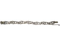 Art Deco Silver & Marcasite Floral Design Bracelet