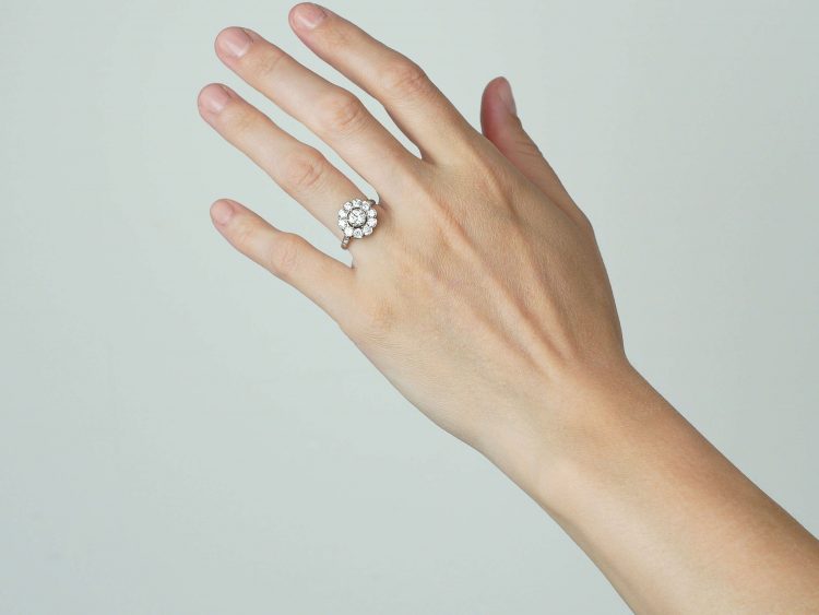 Art Deco Platinum & Diamond Daisy Cluster Ring