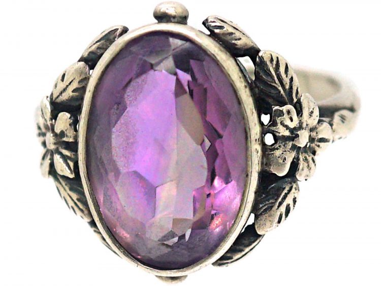 Silver & Amethyst Arts & Crafts Ring Attributed to Bernard Instone