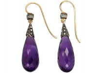 Edwardian Amethyst & Diamond Drop Earrings