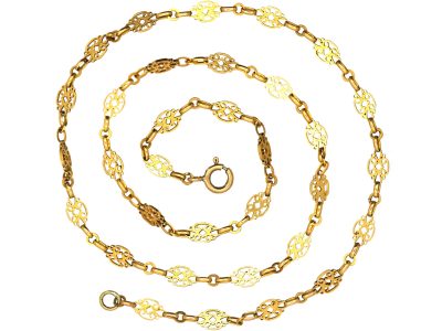 French 18ct Gold Chain with Pierced Decorative Links