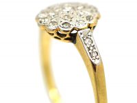 Edwardian 18ct Gold & Platinum, Diamond Cluster Ring with Star Shaped Setting & Diamond shoulders