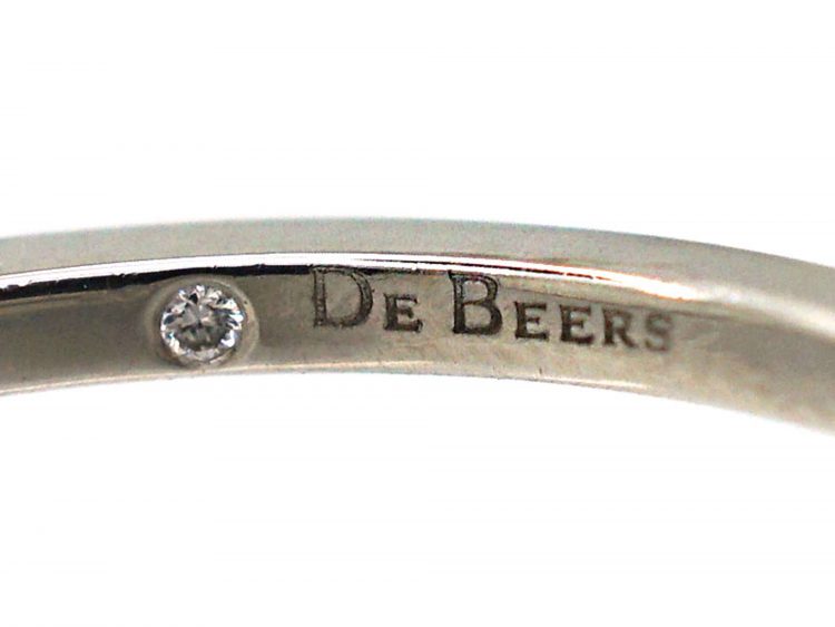 Platinum & Diamond Solitaire Ring with Diamond Set Shoulders by De Beers