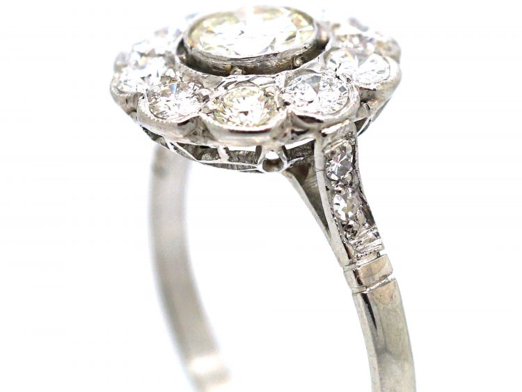 Art Deco Platinum & Diamond Daisy Cluster Ring