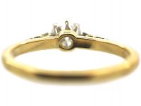 18ct Gold & Platinum, Single Stone Diamond Ring with Diamond Set Shoulders