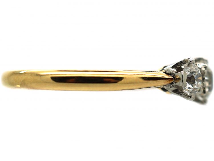 Art Deco 18ct Gold Three Stone Diamond Ring