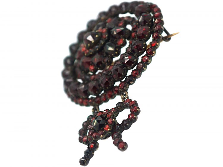 19th Century Bohemian Garnet Bow Brooch