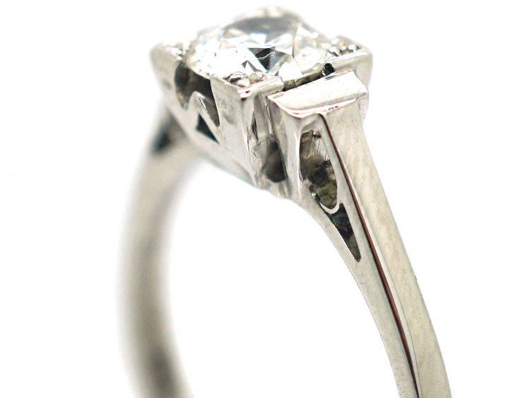 Art Deco Platinum, Diamond Solitaire Ring