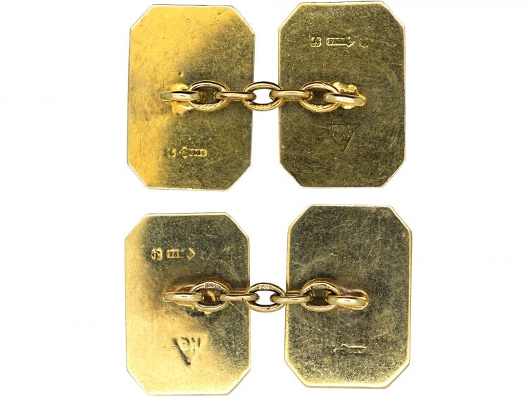 Art Deco 9ct Gold Zig Zag Design Cufflinks