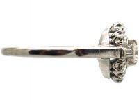18ct White Gold, Diamond Cluster Ring with Round & Baguette Diamonds