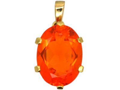 18ct Gold Fire Opal Pendant