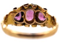 Victorian 15ct Gold Ring set with Two Heart Shaped Almandine Garnets